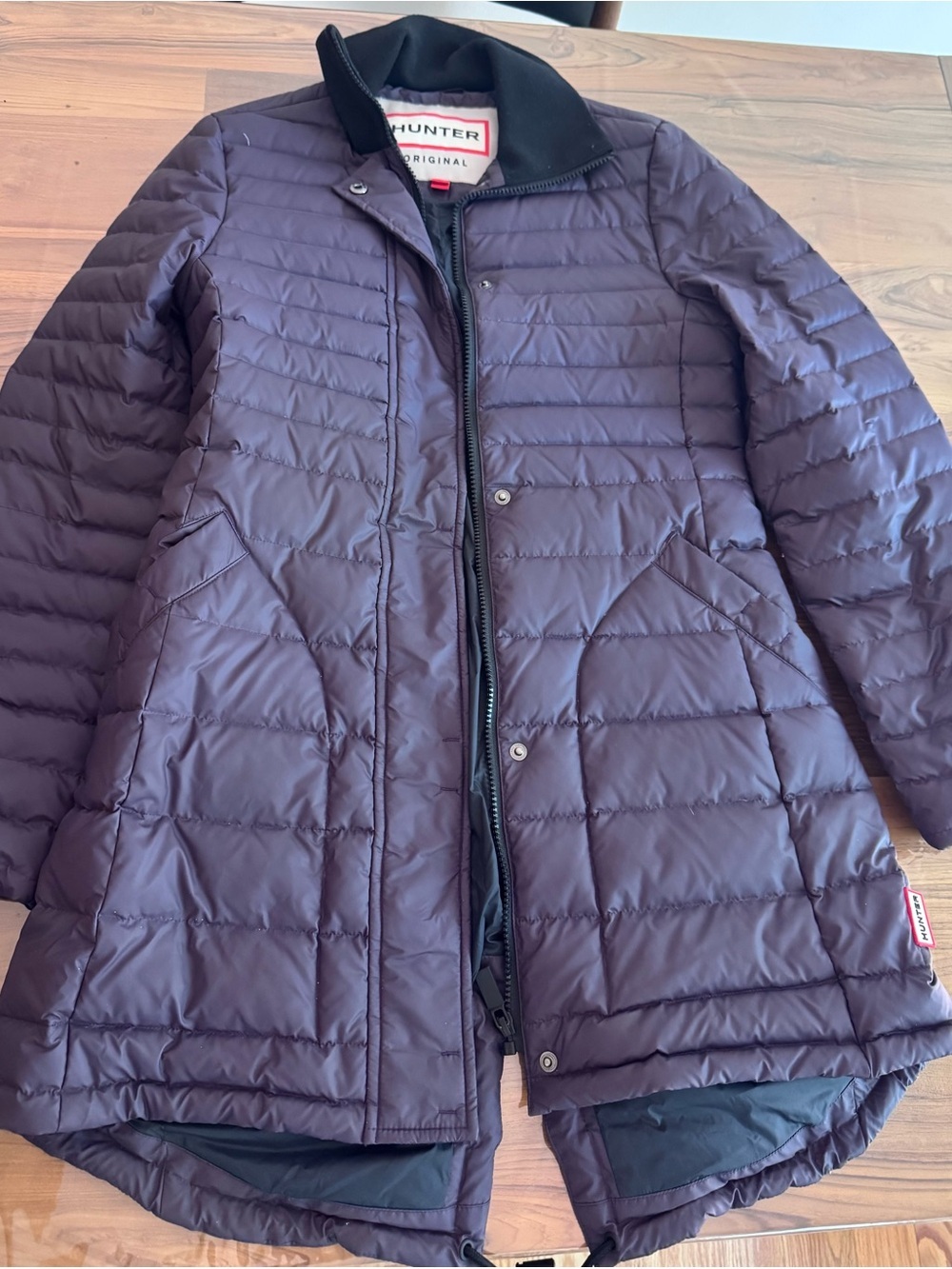 Hunter Women's Quilted Long Puffer Jacket in Plum